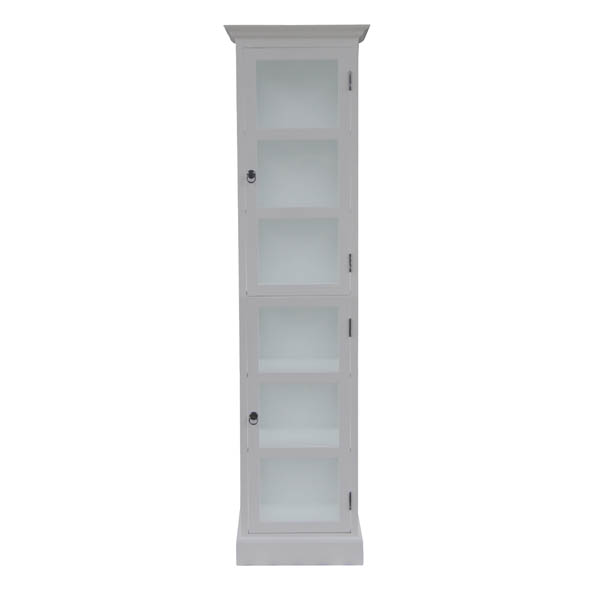Slim White Glass Display Cabinet